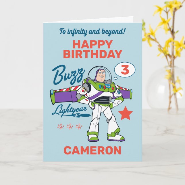 Buzz Lightyear | To Infinity and Beyond Birthday Card (Yellow Flower)