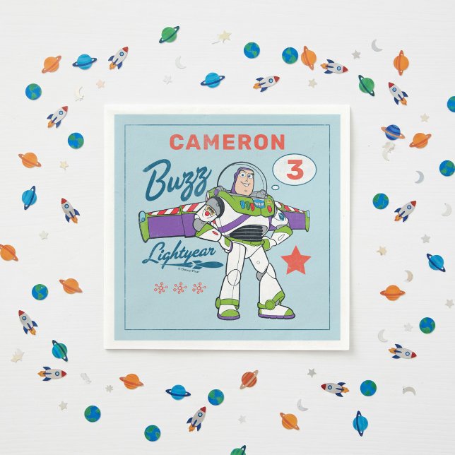Buzz Lightyear | To Infinity and Beyond Birthday Napkins (Napkin on simulated table)