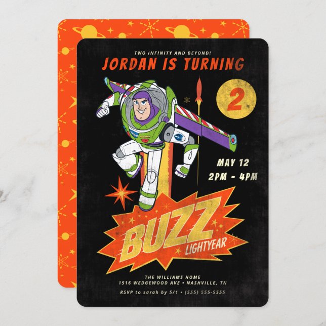 Buzz Lightyear Two Infinity and Beyond Birthday Invitation (Front/Back)