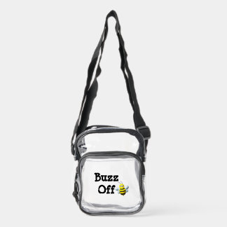 Buzz Off Bee Bumblebee Custom Text Clear Crossbody Bag