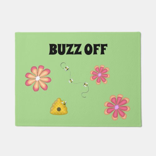 BUZZ OFF Bright Flowers and Bumble Bees    Doormat