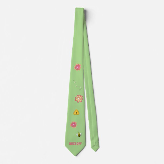 BUZZ OFF Bright Flowers and Bumble Bees    Neck Tie (Front)