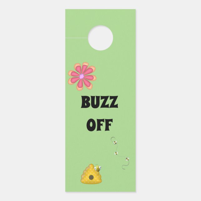 BUZZ OFF Come In Custom Bumblebee Themed Door Hang Door Hanger (Front)