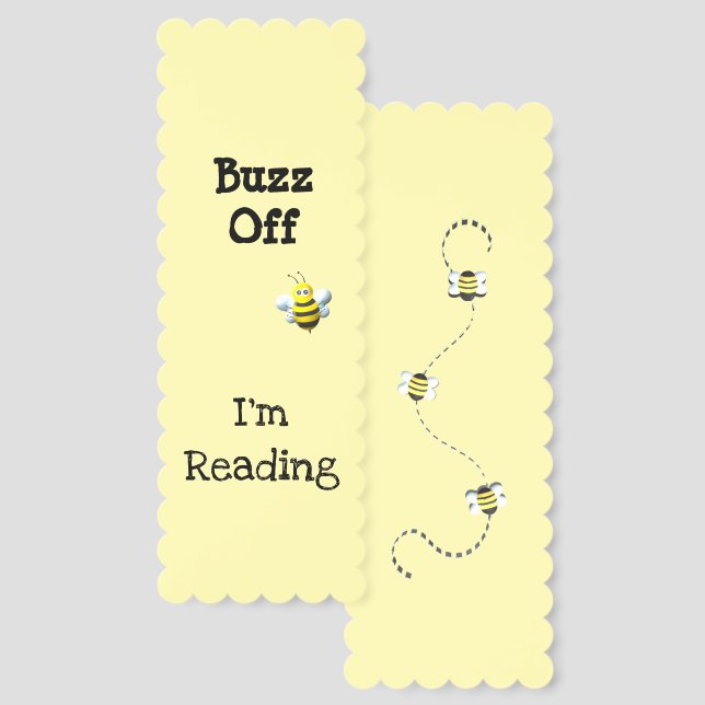 Buzz Off I'm Reading Bee Bumblebee Custom Text Bookmarks (Front & Back)