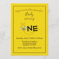 Buzz on over Bee first birthday party Invitation