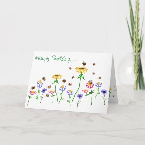 BuzzAboutBees Happy Birthday Bee Garden Greeting Card