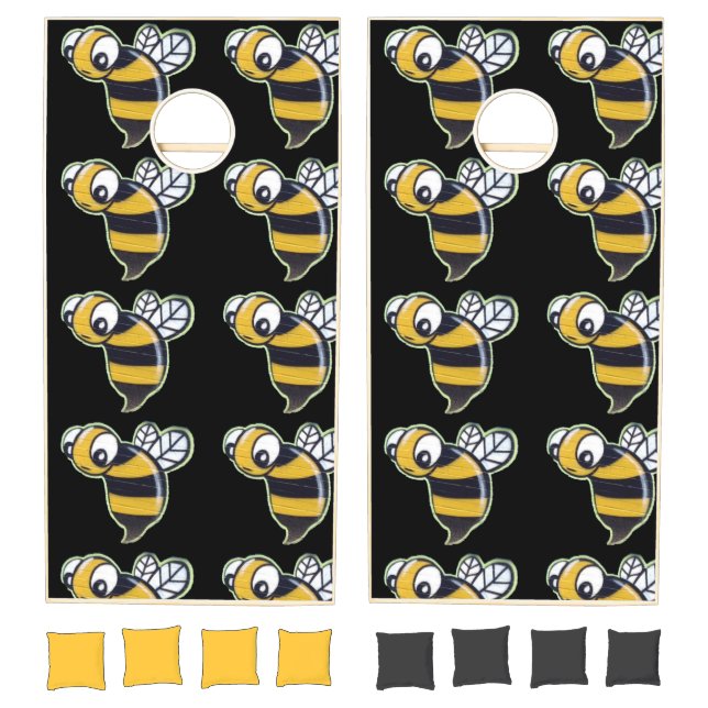 BuzzBall: Custom Yellow & Black Bee-themed Cornhol Cornhole Set (Set)