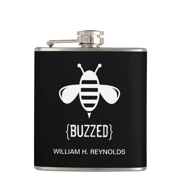 {BUZZED} Bridal Party Buzzed Bee Gift (black) Flask (Front)