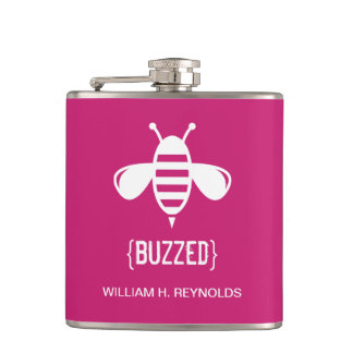 {BUZZED} Bridal Party Buzzed Bee Gift (fuchsia) Hip Flask