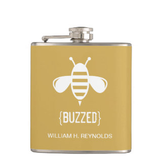 {BUZZED} Bridal Party Buzzed Bee Gift (gold) Hip Flask