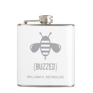 {BUZZED} Bridal Party Buzzed Bee Gift (grey) Hip Flask