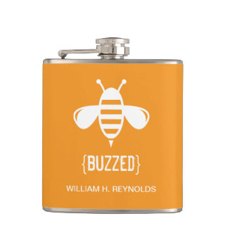 {BUZZED} Bridal Party Buzzed Bee Gift (orange) Hip Flask