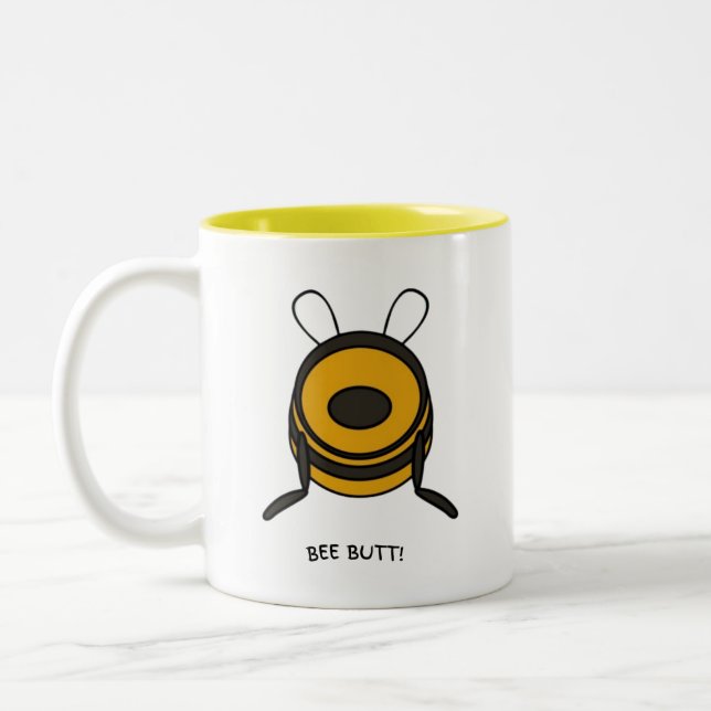Buzzed & Caffeinated! 🐝☕😂 Two-Tone Coffee Mug (Left)