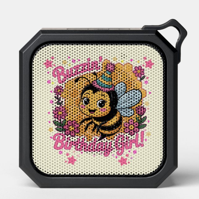 Buzzin' Birthday Girl Bee Theme  Cute Bee Lover  Bluetooth Speaker (Front)