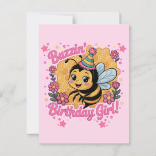 Buzzin' Birthday Girl Bee Theme Cute Bee Lover Postcard