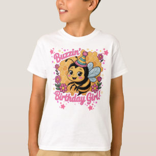 Buzzin' Birthday Girl Bee Theme  Cute Bee Lover  T-Shirt