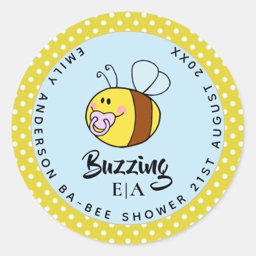 Buzzing Ba_BEE Baby Shower Cute Thank You Favor Classic Round Sticker