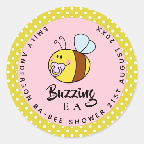 Buzzing Ba_BEE Baby Shower Cute Thank You Favor Classic Round Sticker