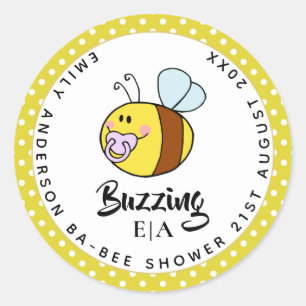 Buzzing Ba-BEE Baby Shower Cute Thank You Favor Classic Round Sticker