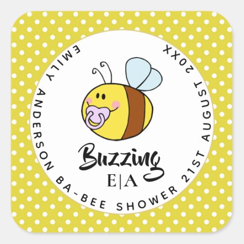 Buzzing Ba_BEE Baby Shower Cute Thank You Favor Square Sticker