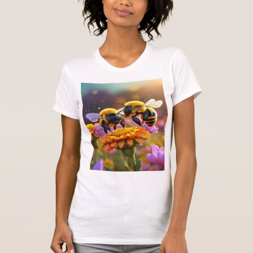 Buzzing Beauties 2 Bees Printed T_Shirt