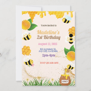 Buzzing Bee Birthday Party Invitation