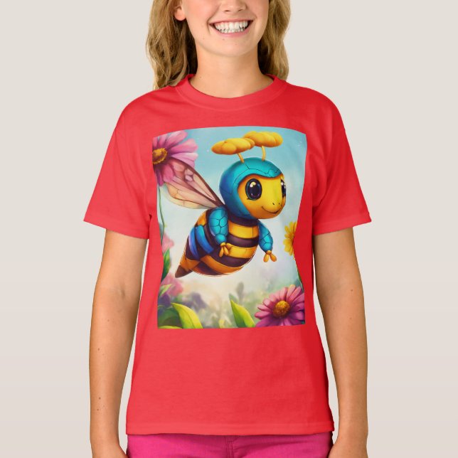 Buzzing Bee & Blossoms Spring  T-Shirt (Front)
