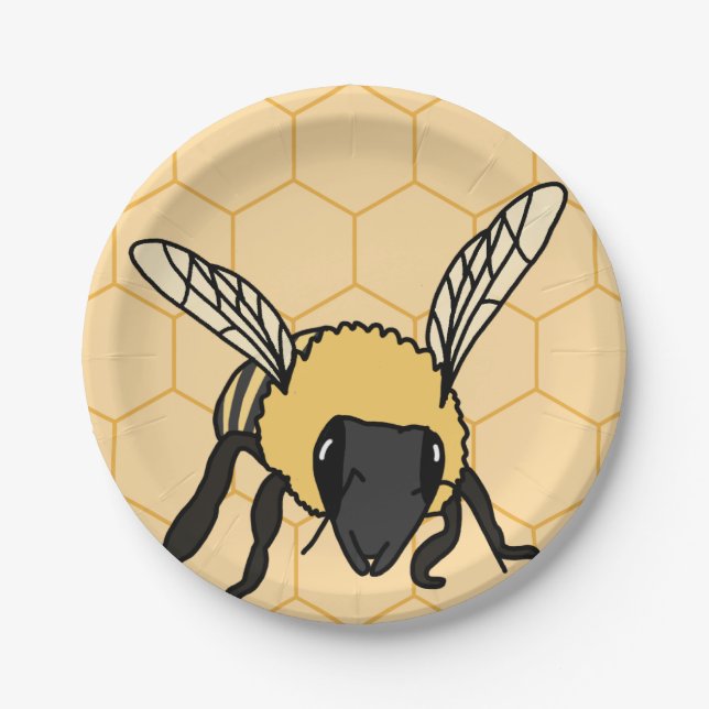 Buzzing Bee Honeycomb Beehive Paper Plates (Front)