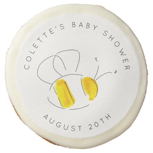 Buzzing Bee Watercolor Baby Shower Favor Sugar Cookie