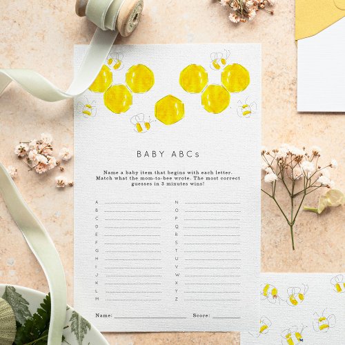 Buzzing Bees Baby ABCs Baby Shower Game