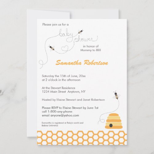Buzzing Bees Baby Shower Invitation