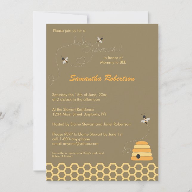 Buzzing Bees Baby Shower Invitation (Front)