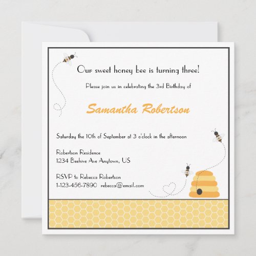 Buzzing Bees Birthday Invitation