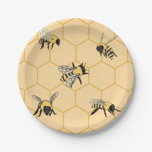 Buzzing Bees Honeycomb  Paper Plates