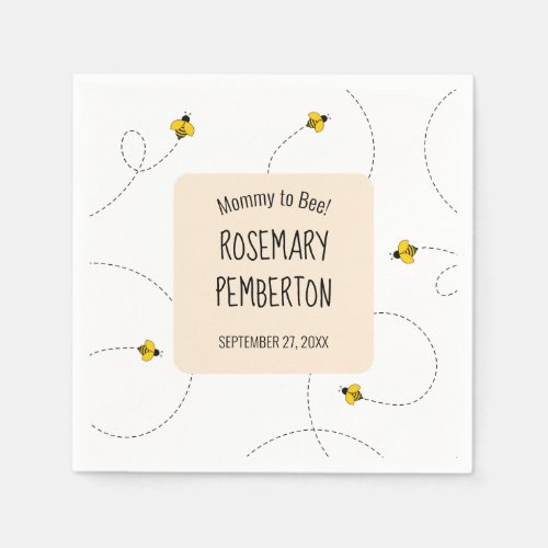Buzzing Bees Plain White Baby Shower Napkins