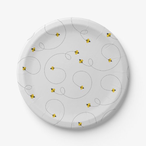 Buzzing Bees Simple White Paper Plates