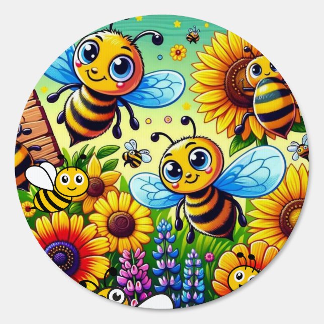 Buzzing Bliss Adorable Bee-Themed Garden Sign (Front)