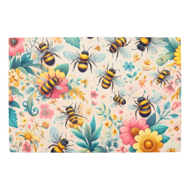 Buzzing Blooms Metal Print (Front)
