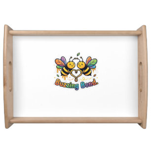 Buzzing Bond – Cute Bee Friendship T-Shirt Serving Tray
