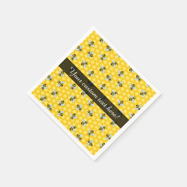 Buzzing Bumble Bees and Golden Honeycomb Pattern Napkins (Corner)