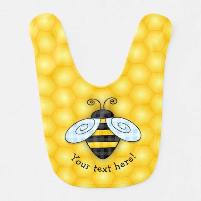 Buzzing Bumblebee and Honeycomb Icon Baby Bib (Front)