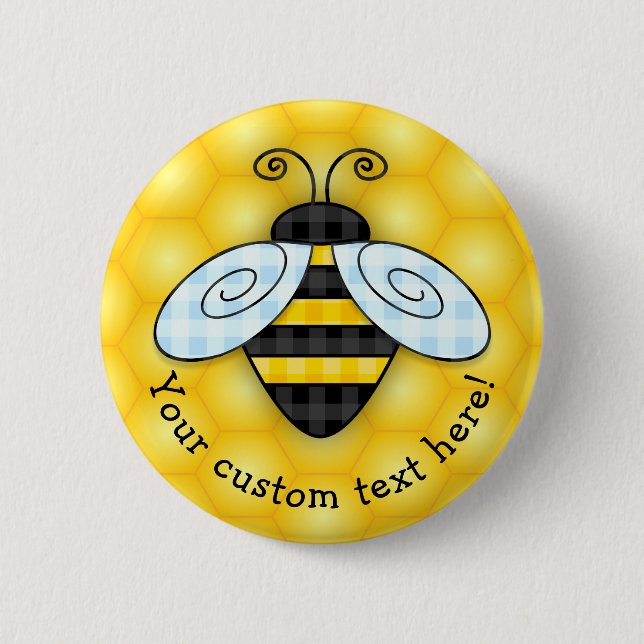 Buzzing Bumblebee and Honeycomb Icon Button (Front)