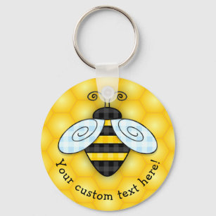 Buzzing Bumblebee and Honeycomb Icon Keychain