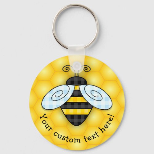 Buzzing Bumblebee and Honeycomb Icon Keychain
