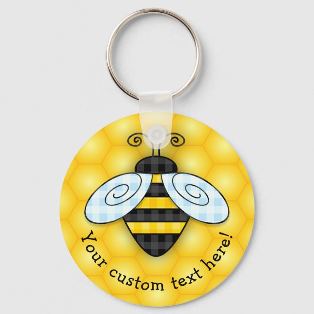 Buzzing Bumblebee and Honeycomb Icon Keychain (Front)