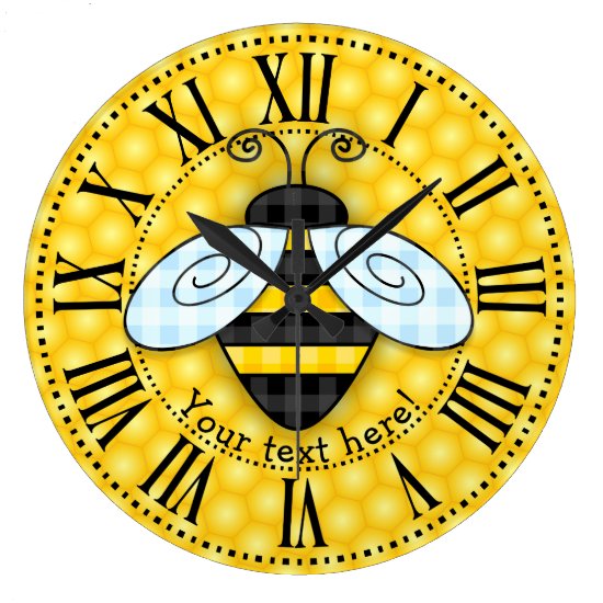 Buzzing Bumblebee and Honeycomb Icon Large Clock
