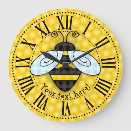 Buzzing Bumblebee and Honeycomb Icon Large Clock