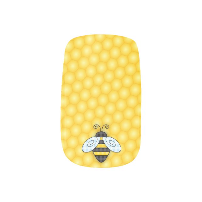 Buzzing Bumblebee and Honeycomb Icon Minx Nail Wraps (Left Thumb)