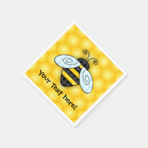 Buzzing Bumblebee and Honeycomb Icon Paper Napkins