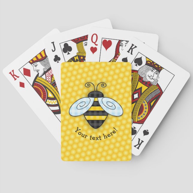 Buzzing Bumblebee and Honeycomb Icon Poker Cards (Back)